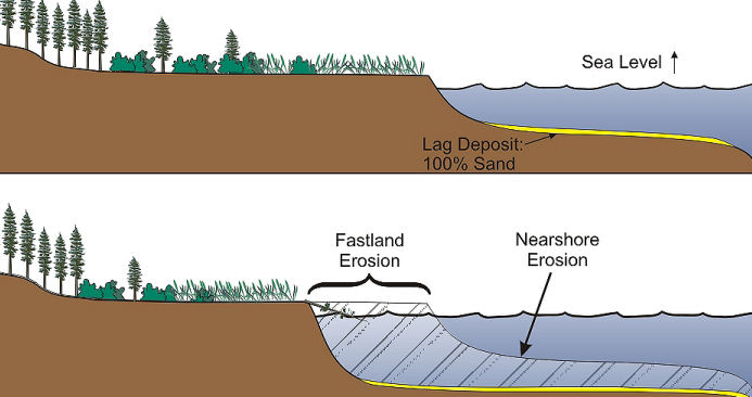 The erosion of fastland and its contribution of sediment into the Bay	