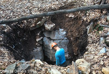 Dave Weaver at Dead Man Cave pit (photo by Dennis Slifer)