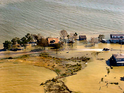 Storm surge flooding. St. George Island, Potomac R., St. Mary'sCo.